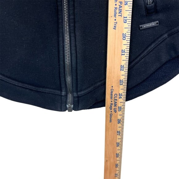 Athleta Asymmetrical Zip Up Hoodie Jacket Womens Size XS Thumb Holes Black - Picture 8 of 8